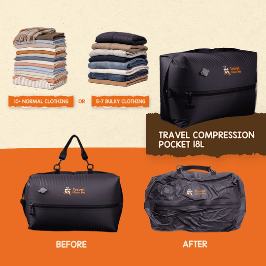 18L travel compression bag for carry-on packing and suitcase organization