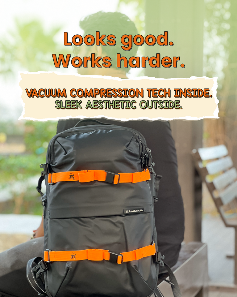Backpack String Compression 44L Compression Backpack – Built-In Vacuum, TSA Lock,Cabin-Ready ...