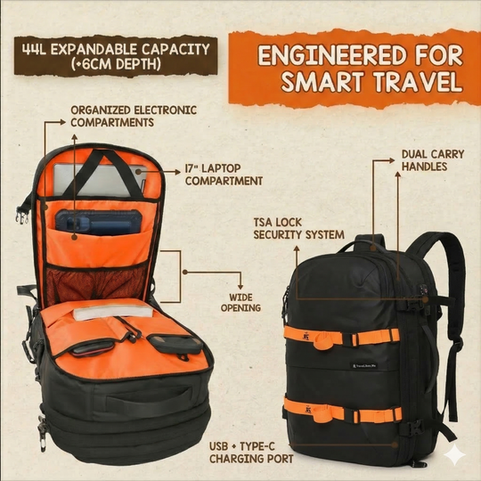 Skyroam 44L Carry-On Backpack (TSA Lock)