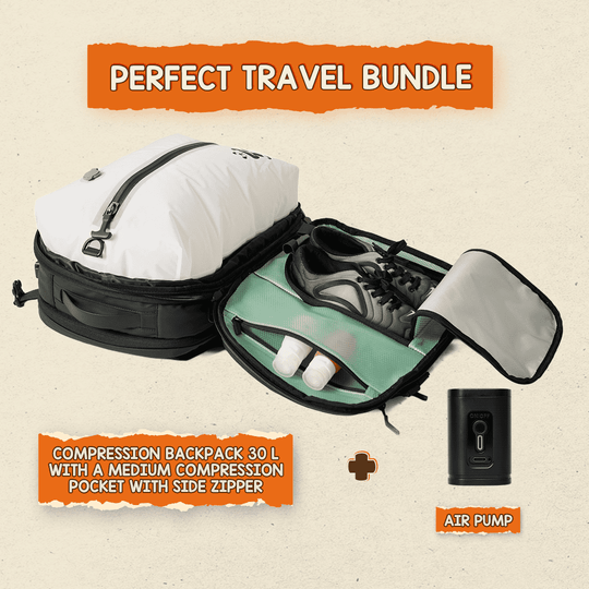 TLM Backpack-Compatible Compression Pocket — Vacuum Upgrade Module Zip-Attach Medium (Fits DayVault 30L)