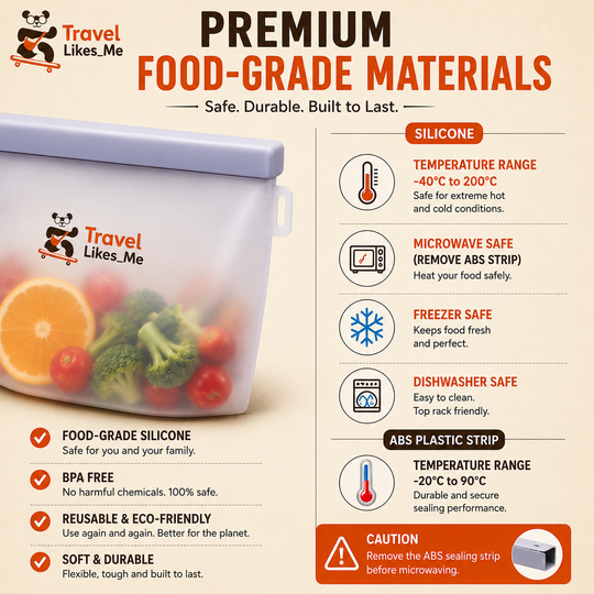 Reusable Food Storage Bags – Multi-Size, Airtight (Pack of 3)